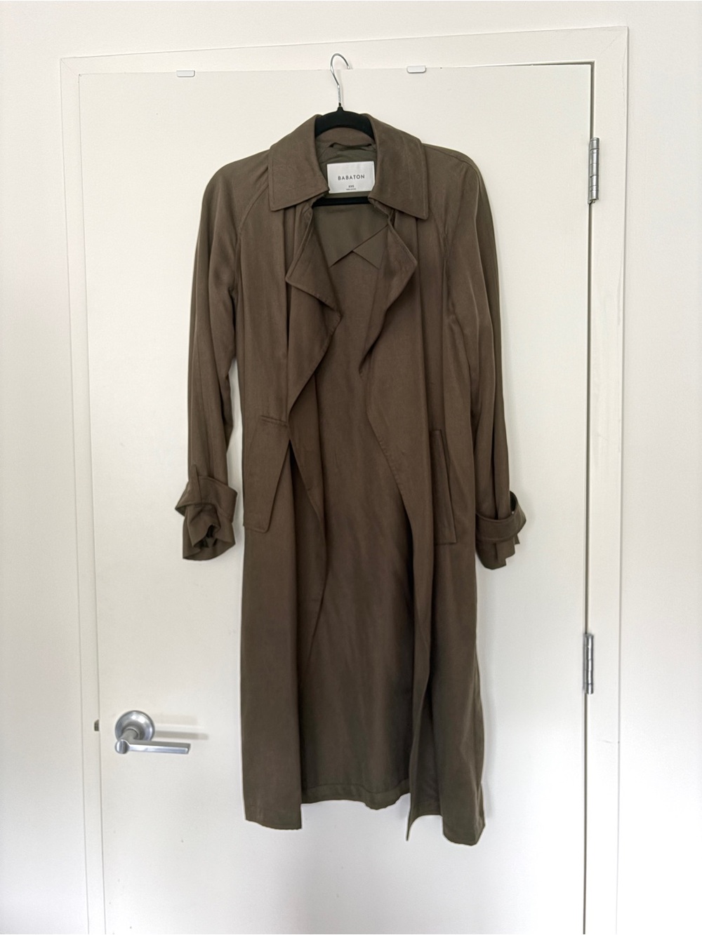 Aritzia Babaton Olive-Green Draped Trench Coat